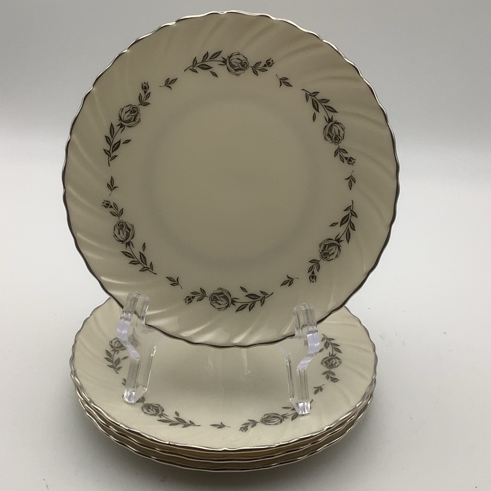 Four Vintage Lenox Rosemont 6” bread and butter plates.